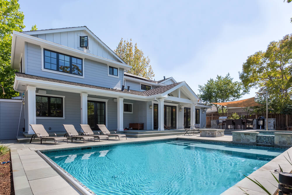 A backyard pool with a normal flow rate.